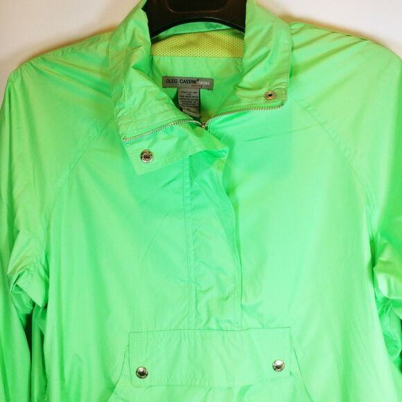 Women OLEG CASSINI 2 Piece Windbreaker and Pants green Yacht Style Vented P L - Picture 3 of 11